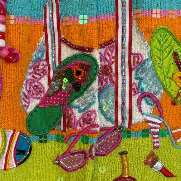 Design Options by Philip and Jane Gordon Small Beach Sweater W Beads & Sequins - Picture 5 of 15